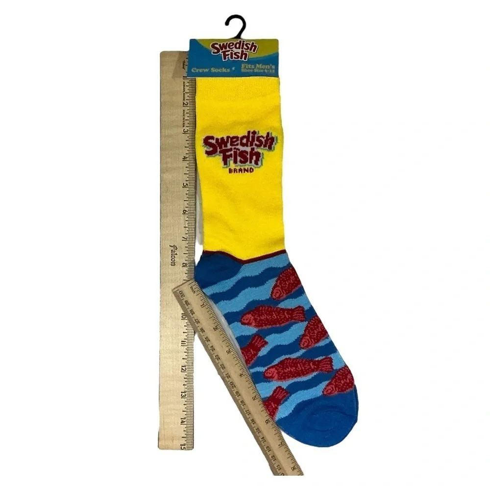 Swedish Fish Novelty Socks Crew Mid Calf Unisex Women 7-13 Men 6-12 New NWT